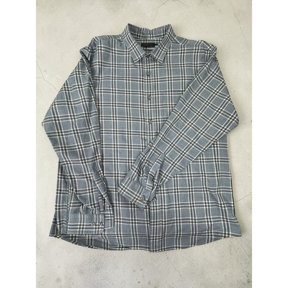 Pendleton Mens Plaid Flannel Button Down Shirt XL 100% Cotton Light Blue/gray
